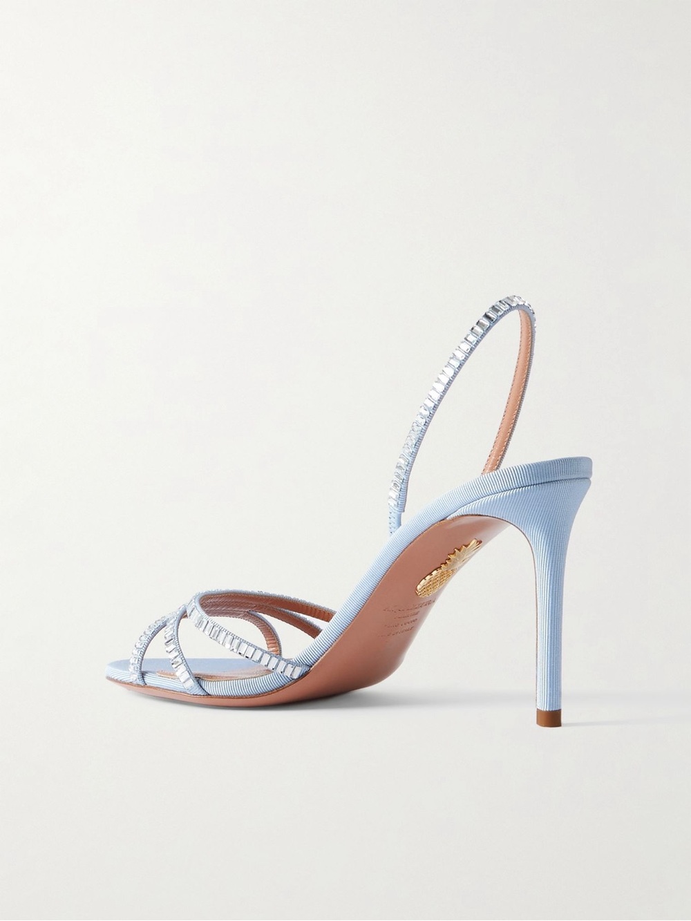 New Aquazzura Memoire crystal-embellished grosgrain sandals $1,115 38 - Picture 3 of 12